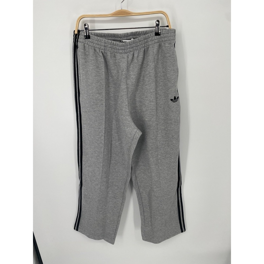 Adidas Spacer Drill TP Sweatpants Mens Large Heather Gray Logo Loose Fit NWT